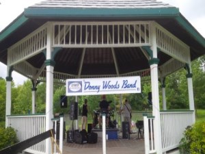 Donny woods band set up Gazebo for concert